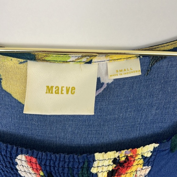 Maeve Anthropologie Evaline sleeveless A-line Floral Blue Dress S - Picture 8 of 13